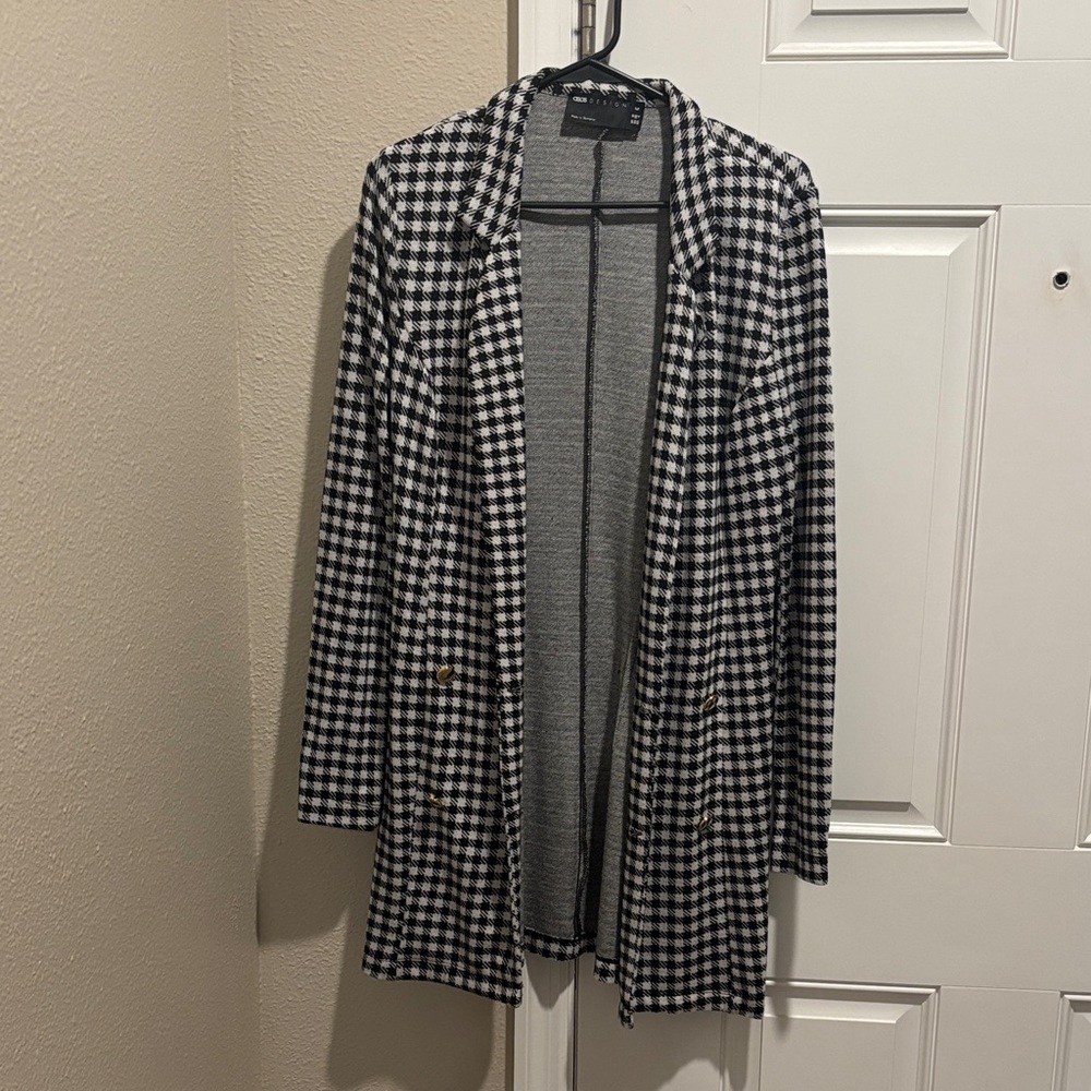 ASOS Black and White Gingham Blazer Jacket